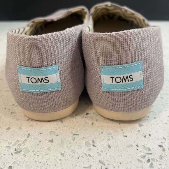 Like new TOMS Heritage Canvas Alpargata Slip-On Purple Flats Shoes Chevron Sz 7 - Picture 8 of 9
